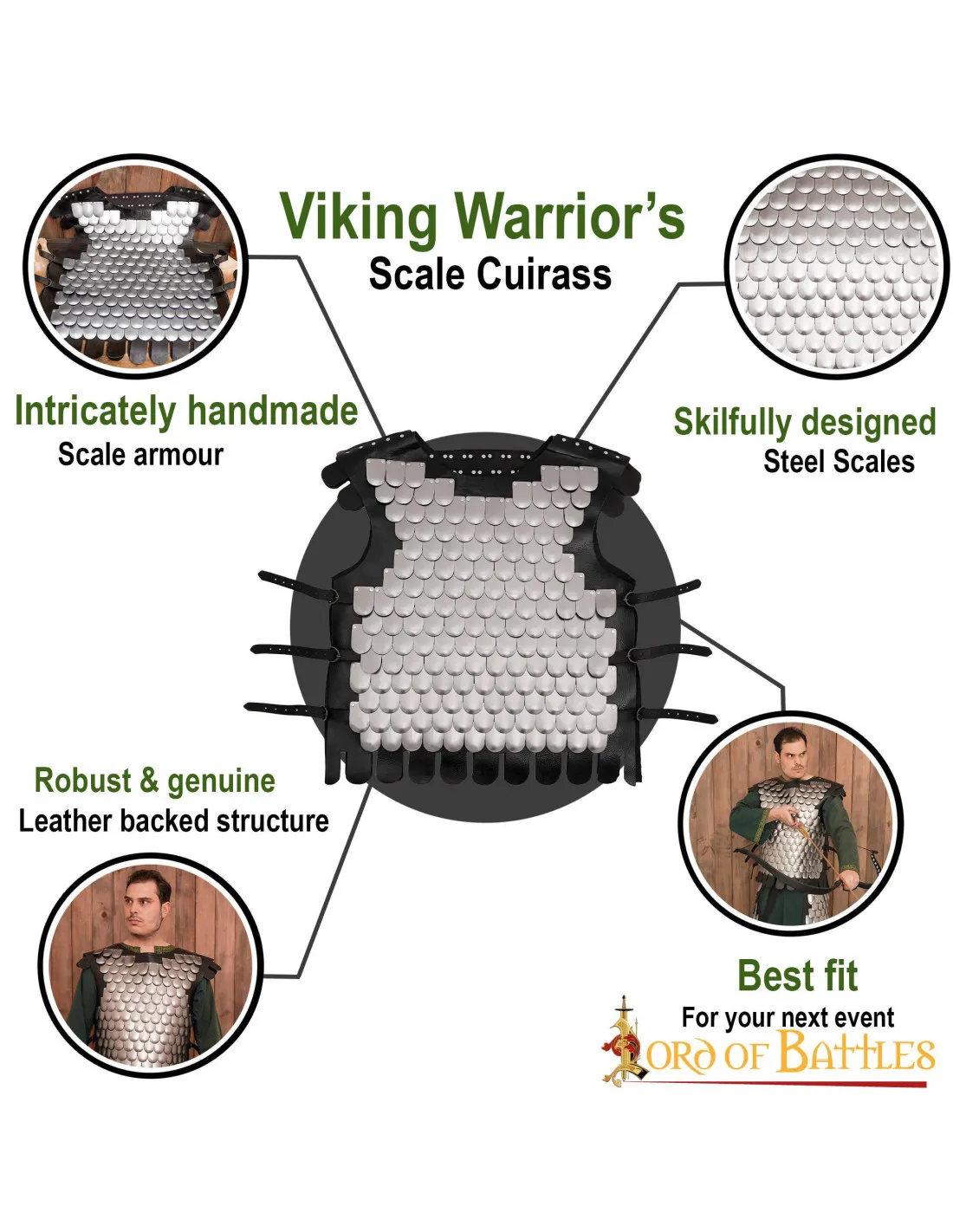 Armadura vikinga de cuero y escamas LARP