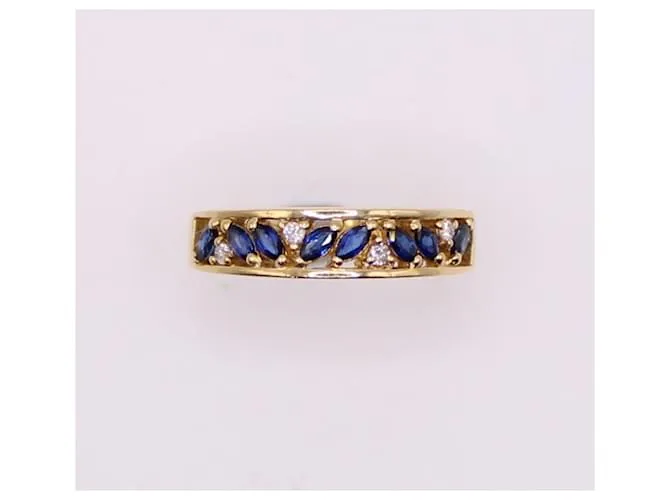 Autre Marque Anillo liga de oro amarillo con zafiros y diamantes 750%O Azul oscuro Gold hardware 