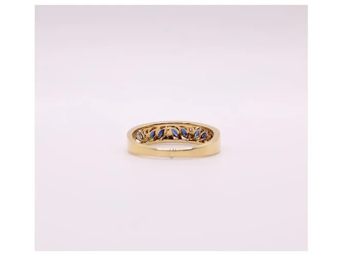 Autre Marque Anillo liga de oro amarillo con zafiros y diamantes 750%O Azul oscuro Gold hardware 