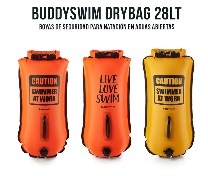 BUDDYSWIM BOYA NATACION AGUAS ABIERTAS. NARANJA CAUTION SWIMMER AT WORK 28 LT
