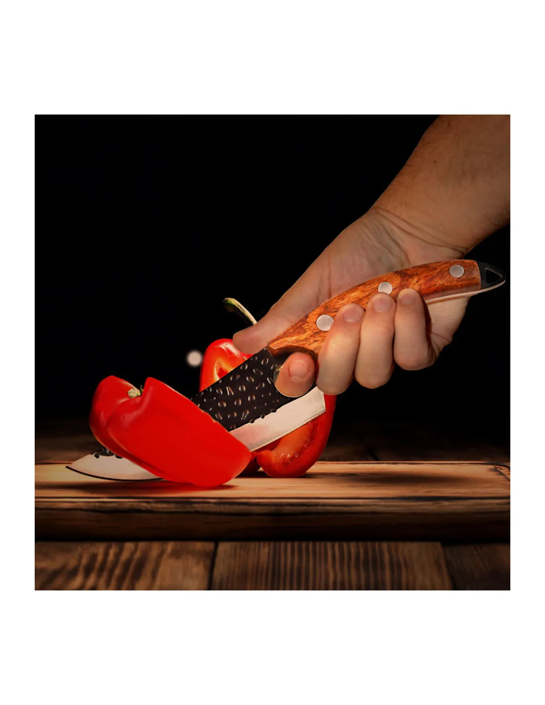 Cuchillo Cheff Serbio con funda y correa, 28 cm.