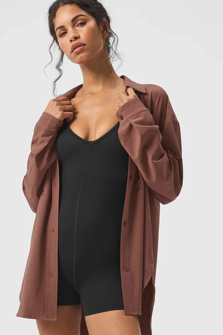 DREAMSCAPE BUTTON DOWN LONG SLEEVE  CHESTNUT