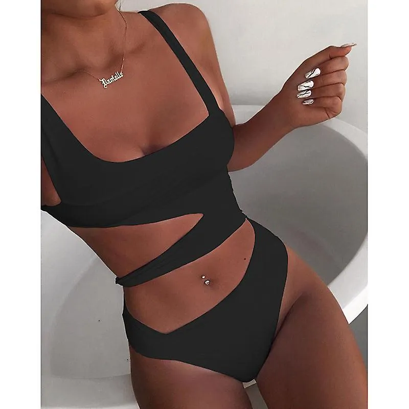 Een Stuk Badpak 2021 Sexy Zwart Wit Solid Badmode Vrouwen Badpak Push Up Badpak Beach Wear Monokini