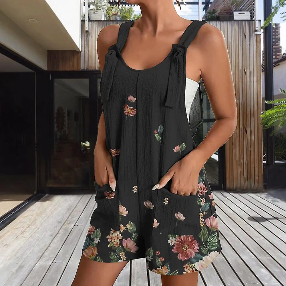 FASHION UNECK VEST JUMPSUIT WITH COLORFUL PRINTED SOFT ALLMATCH LEISURE CLOTHING FOR WOMEN DAILY WEAR