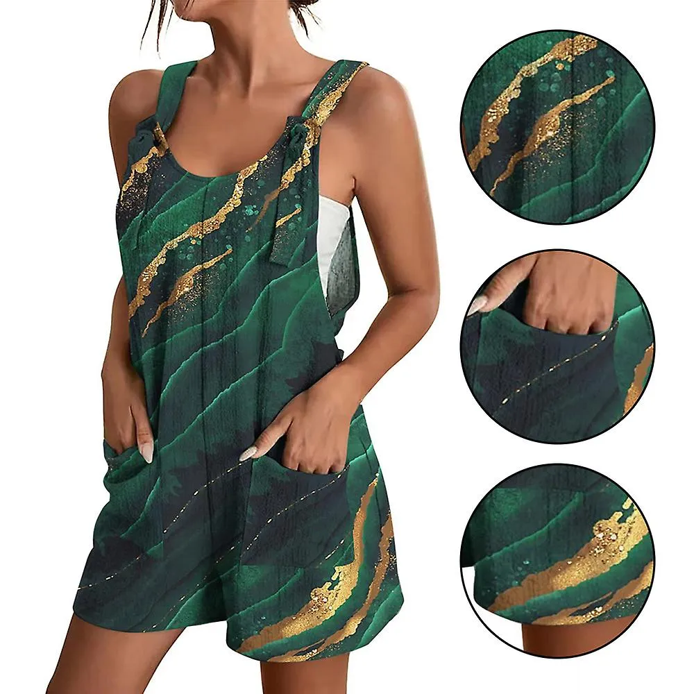 FASHION UNECK VEST JUMPSUIT WITH COLORFUL PRINTED SOFT ALLMATCH LEISURE CLOTHING FOR WOMEN DAILY WEAR
