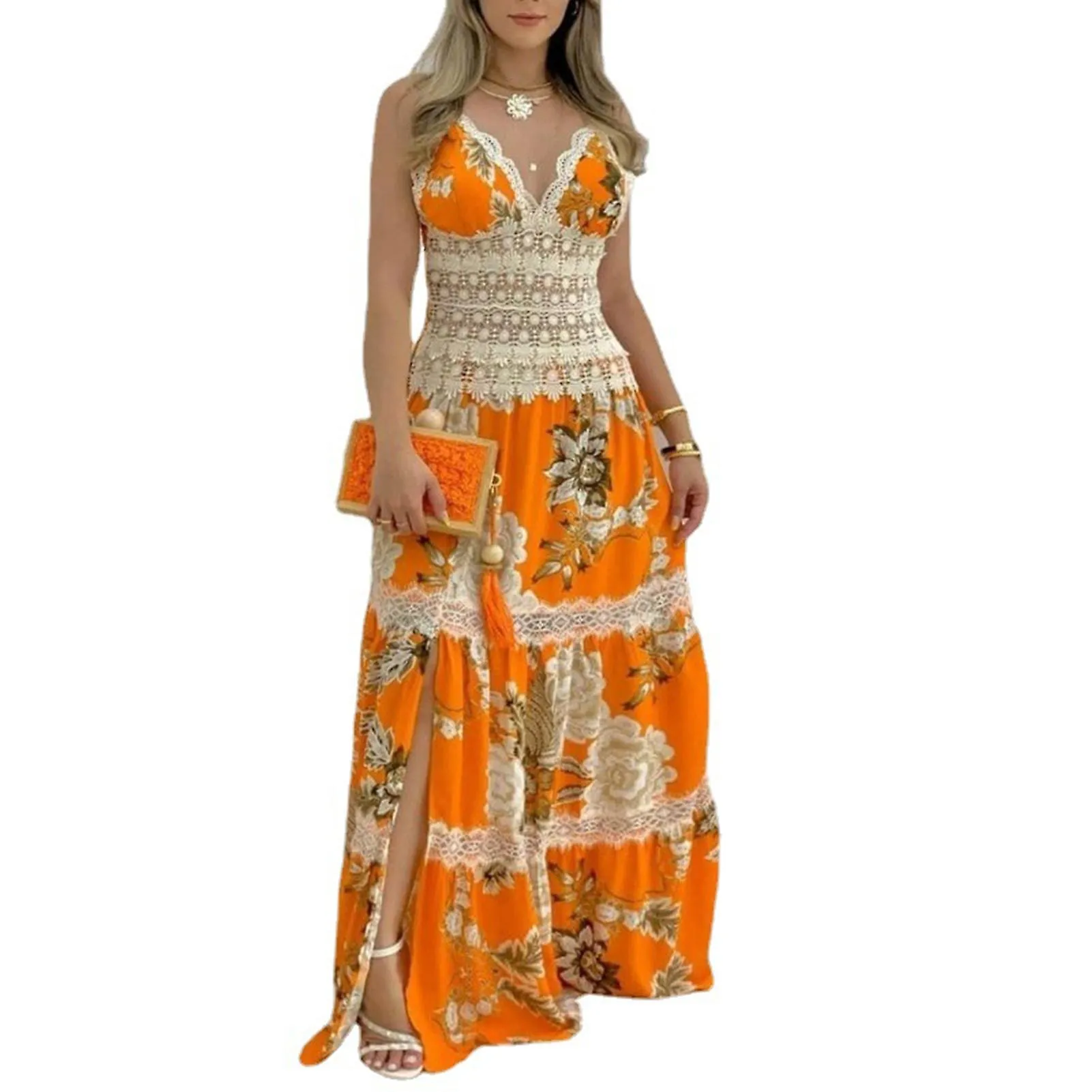 GIRL SPRING SLEEVELESS LONG DRESS NO FADING AND NONSTICKY SKIRT FOR DINNER PARTY BALL BANQUET WEAR