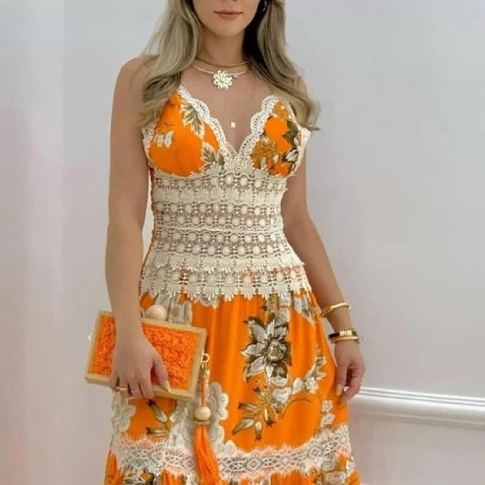 GIRL SPRING SLEEVELESS LONG DRESS NO FADING AND NONSTICKY SKIRT FOR DINNER PARTY BALL BANQUET WEAR