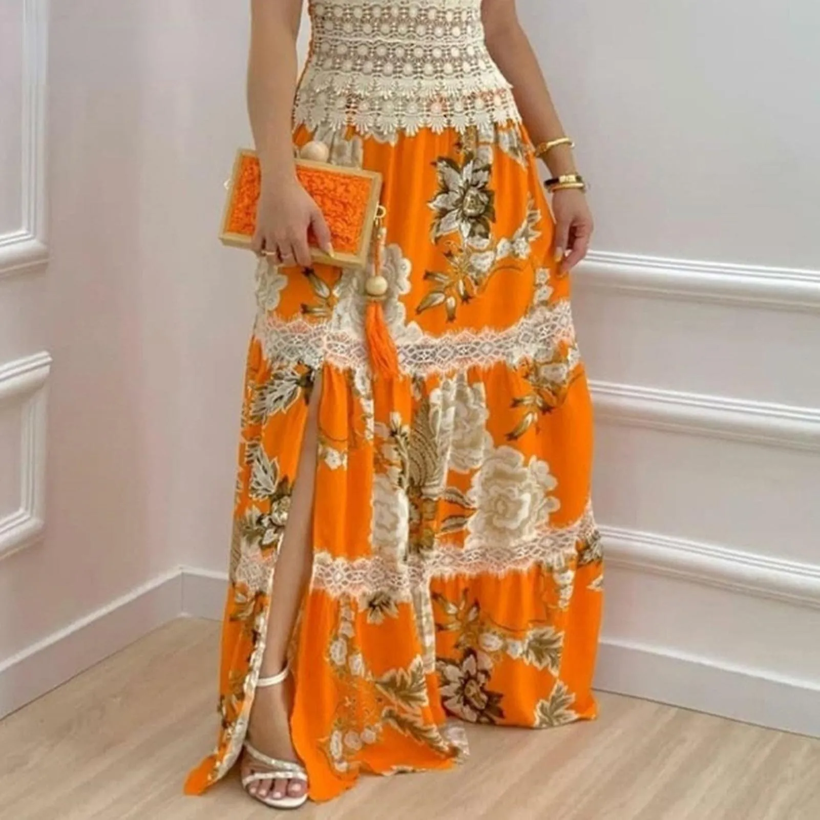 GIRL SPRING SLEEVELESS LONG DRESS NO FADING AND NONSTICKY SKIRT FOR DINNER PARTY BALL BANQUET WEAR