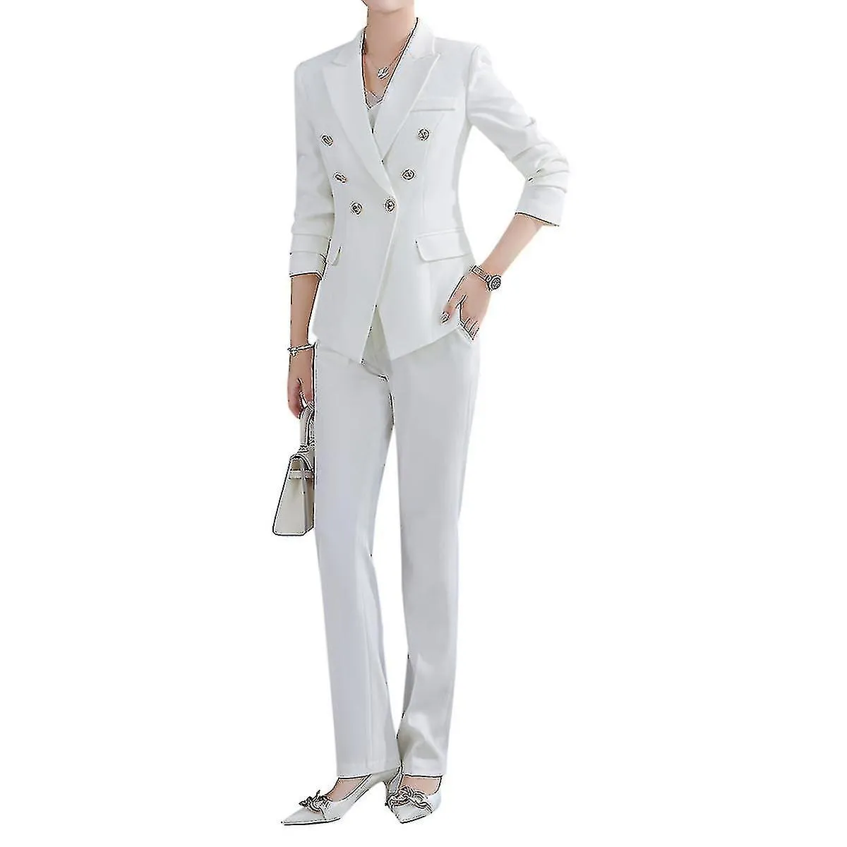 Ladies Double Breasted Slimming Professional Wear Pants/skirt Suit