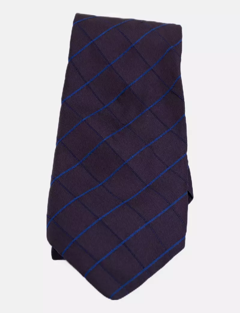 Purificación García Corbata azul de cuadros