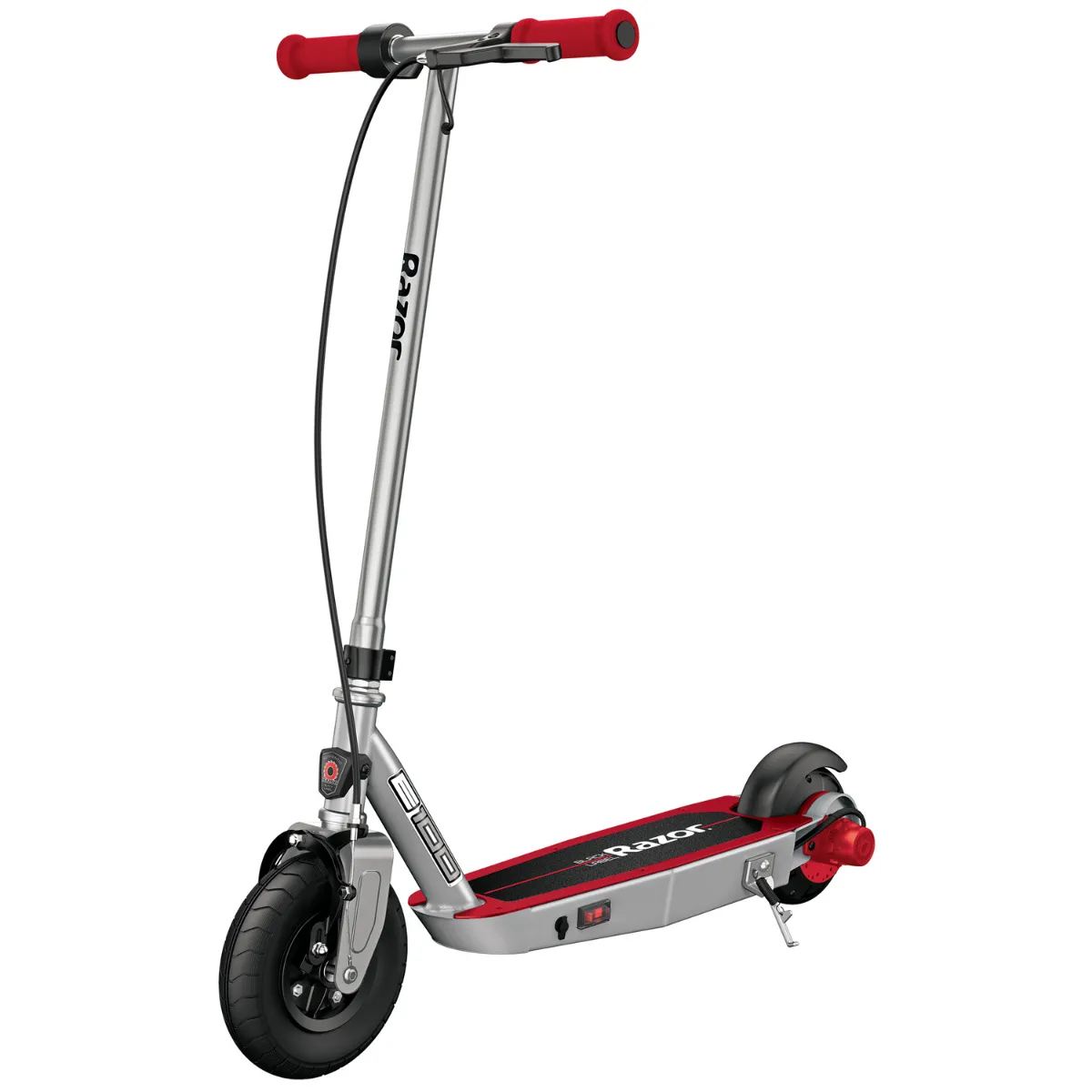 Razor E100 Scooter Eléctrico, Black Label, Plata/Rojo