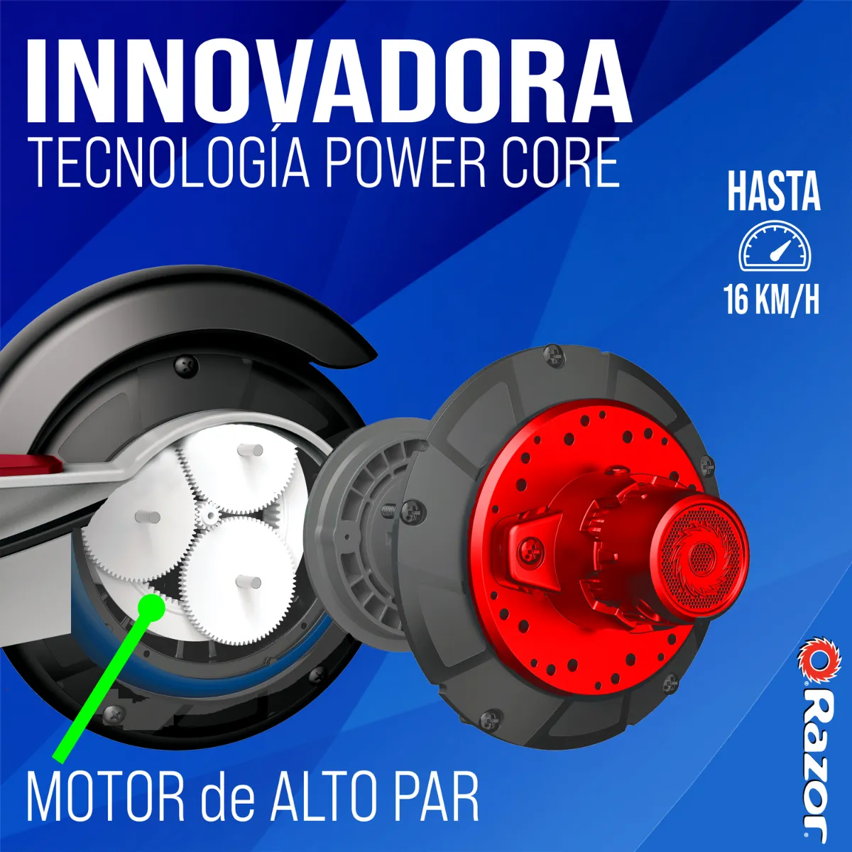 Razor E100 Scooter Eléctrico, Black Label, Plata/Rojo