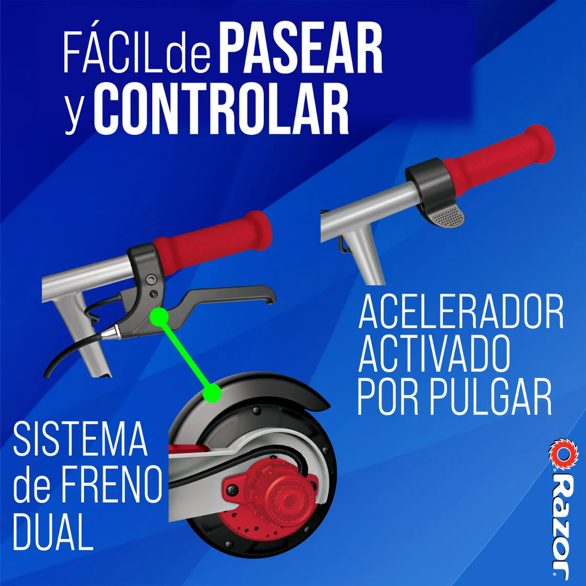 Razor E100 Scooter Eléctrico, Black Label, Plata/Rojo