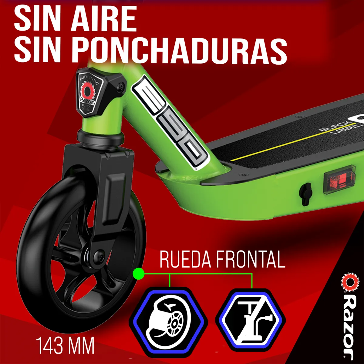 Razor E90 Black Label, Scooter Eléctrico Verde