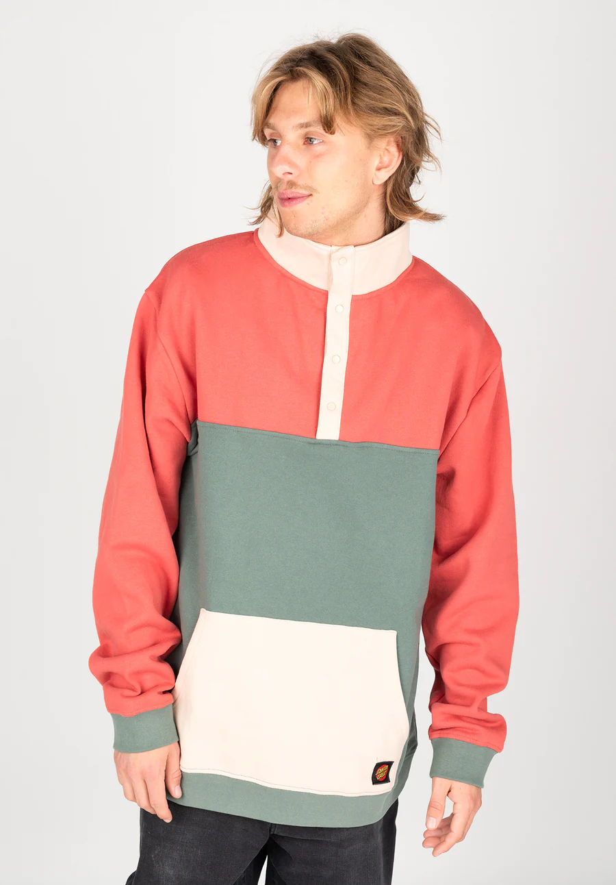 SUDADERA SANTA CRUZ HOMBRE SUAVE CLASSIC DOT LABEL QUARTER CREW REFSCA CRW 1266 (MULTI) VERDEBEIGE