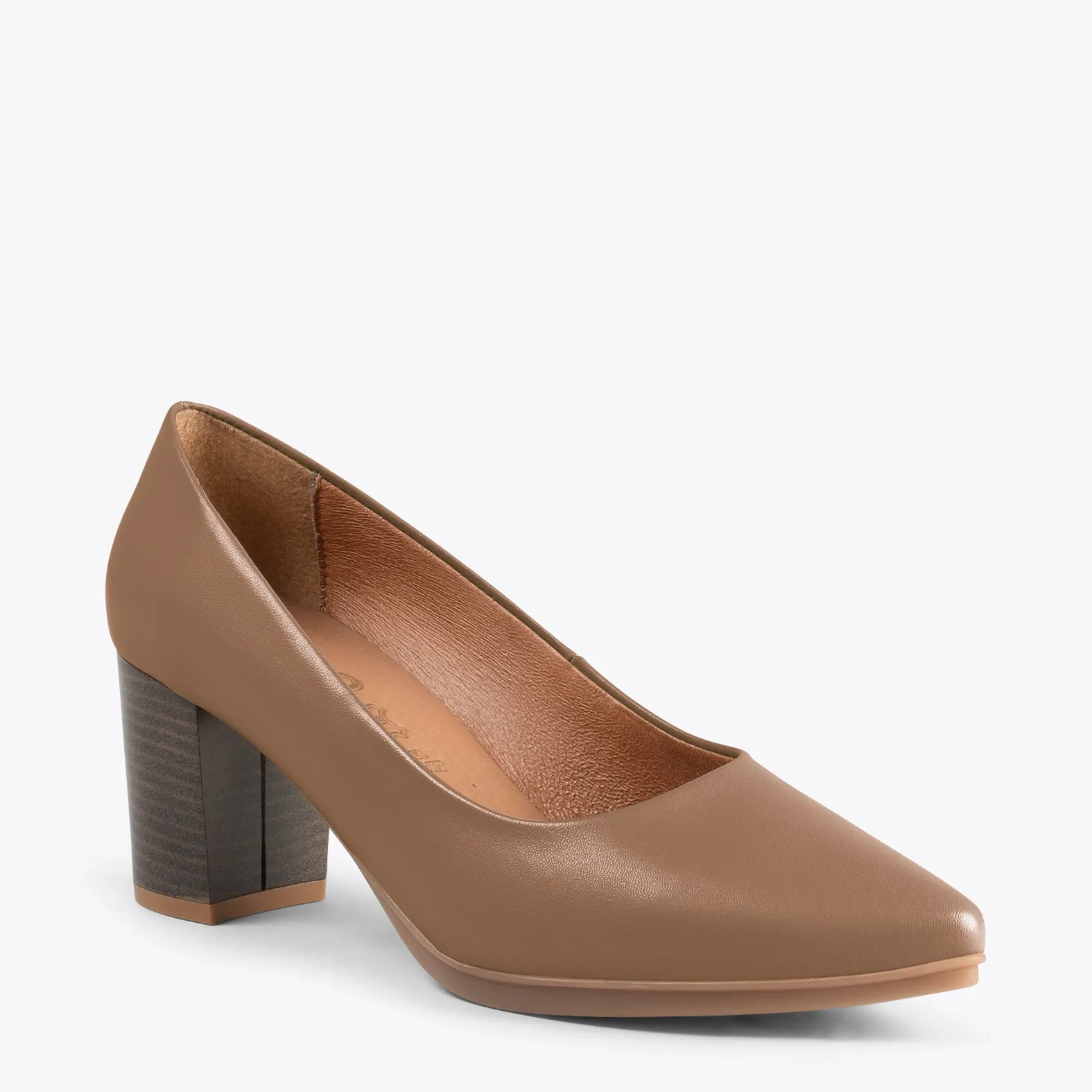 URBAN S SALON – Zapatos de tacón medio de napa MARRÓN