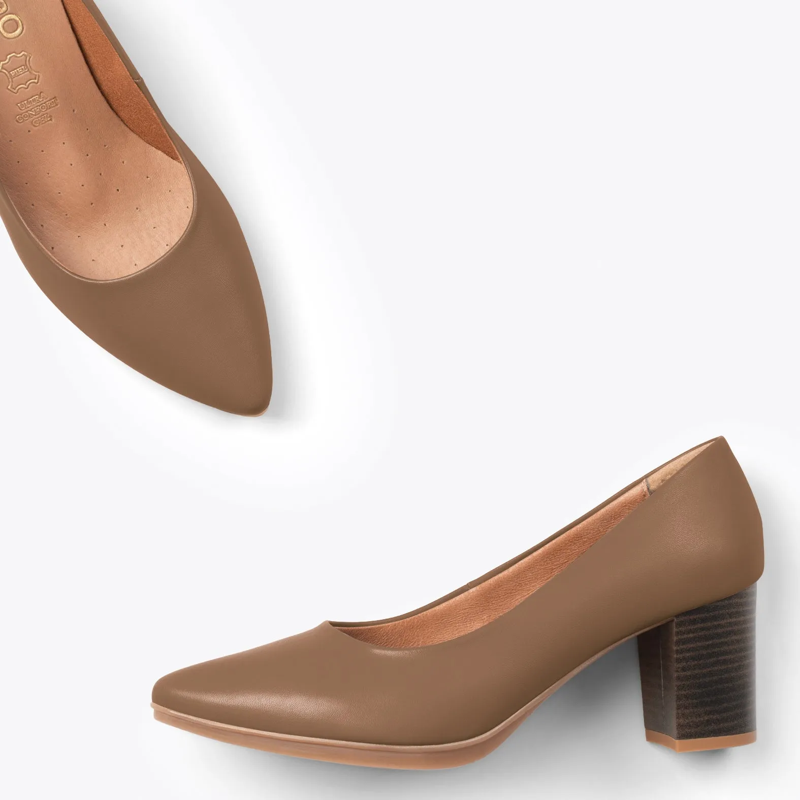 URBAN S SALON – Zapatos de tacón medio de napa MARRÓN