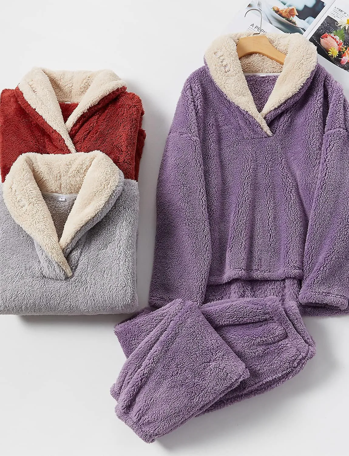 Women's Pyjama Sets Ladies Loungewear Pyjamas for Women Comfy Warm Soft Womans Lounge Wear Sets Nightwear Fluffy Fleece Wome