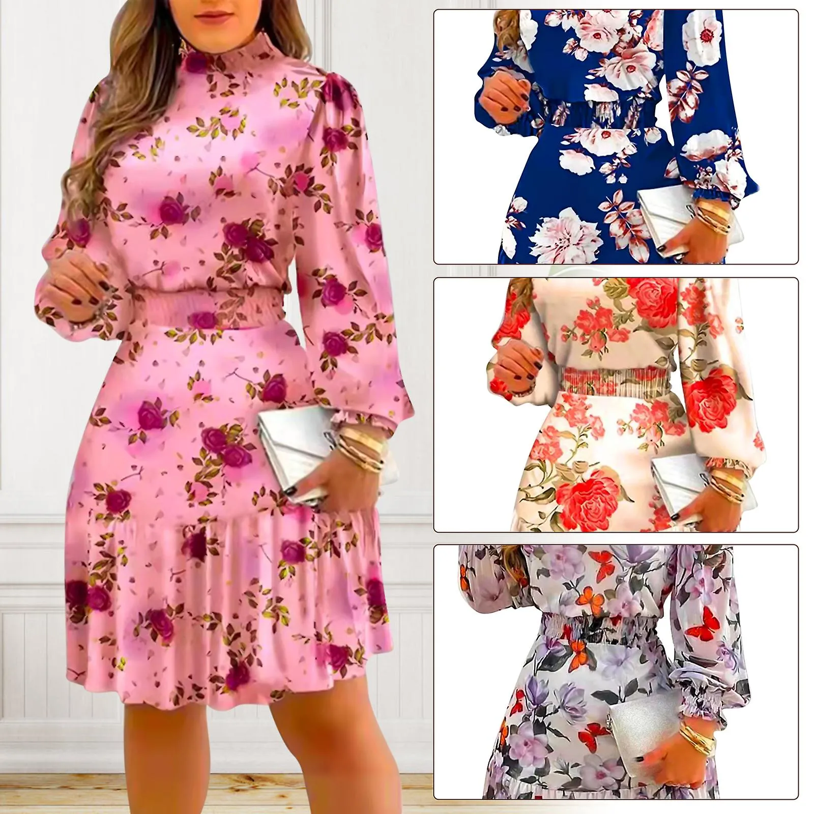 Women's Turtleneck Summer Dress Women Oversize Daily Dress For Going Beach Side Wear