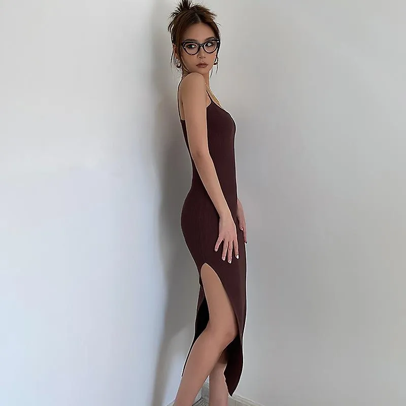 YOUGANG HIGH QUALITY SUMMER SEXY DATING WEAR SLING DRESS WOMEN'S SLIMFIT SLIMMING HIP DRESS SPLIT DESIGN HOT GIRL