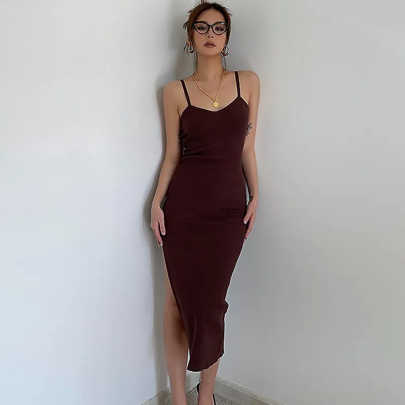 YOUGANG HIGH QUALITY SUMMER SEXY DATING WEAR SLING DRESS WOMEN'S SLIMFIT SLIMMING HIP DRESS SPLIT DESIGN HOT GIRL