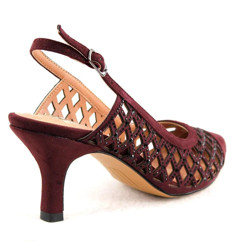 Zapatos De Fiesta De Textil Eferri Agatar Tacón 7 Cm, Burdeos (tallas De 36 A 39)